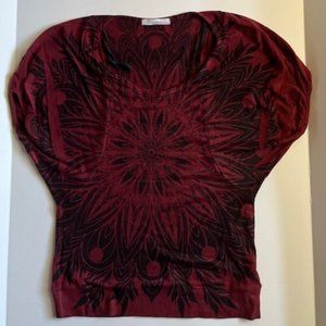 Burgundy and Black Mandala Top - Size M